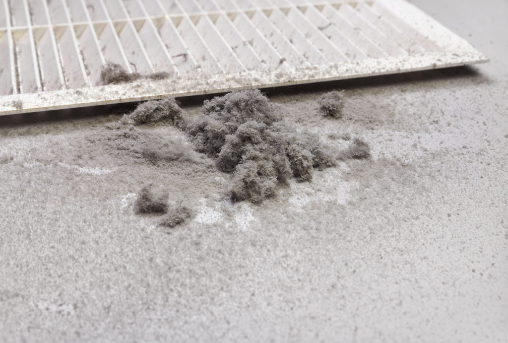 Harmful dust is collected from the duct filter
